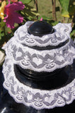 Valentine Lace Heart Ruffled Trim White