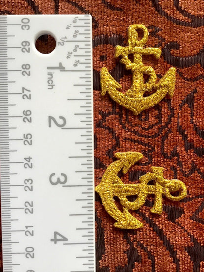 Metallic Gold Embroidery Vintage Anchor Iron-on Decorative Patch #5001