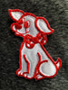 Embroidered Red White Firehouse Dog Vintage Applique Iron-on Patch #5005