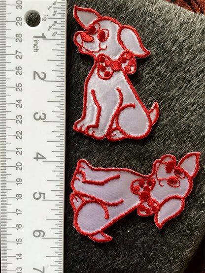 Embroidered Red White Firehouse Dog Vintage Applique Iron-on Patch #5005