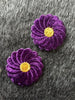 Vintage Purple Metallic Gold Flower Embroidered Iron-on Floral Patch #5006