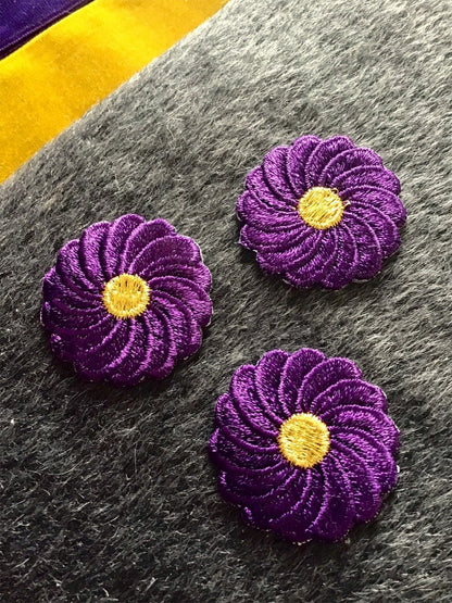 Vintage Purple Metallic Gold Flower Embroidered Iron-on Floral Patch #5006