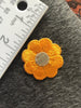 Vintage Orange Metallic Silver Flower Embroidered Iron-on Floral Patch #5007