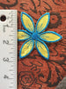 Vintage Iron-on Blue Yellow Flower Applique Floral Patch #5008