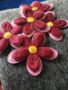 Vintage Red Pink Flower Layered Floral Applique #5010