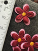 Vintage Red Pink Flower Layered Floral Applique #5010