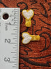 Vintage Iron-on Metallic Gold White Heart Applique Patch #5012