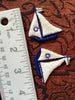 Vintage Embroidered Navy White Sailboat Sew-on Applique Patch #5014