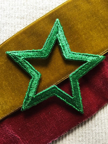 Vintage Green Star Iron-on Embroidery Applique #5019