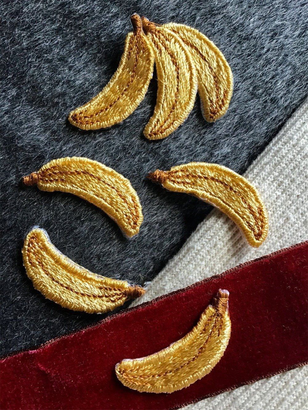 Vintage Embroidered Banana Iron-on Applique Patches #5020