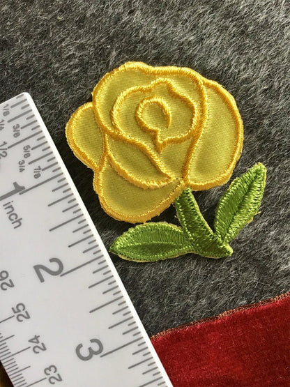 Vintage Yellow Flower Embroidered Floral Applique #5022
