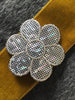 Vintage Metallic Silver Iron-on Decorative Floral Applique Patch #5027