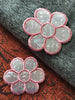 Vintage Pink Metallic Silver Iron-on Decorative Floral Applique Patch #5029