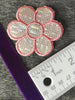 Vintage Pink Metallic Silver Iron-on Decorative Floral Applique Patch #5029