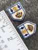 Vintage Metallic Gold Navy Blue White Embroidered Shield Patch #5031