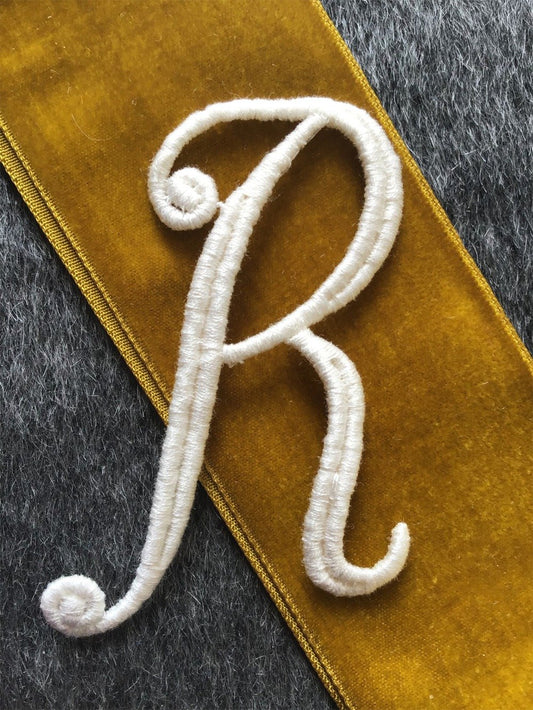 Vintage Venise Cursive Letter R White Iron-on Applique Patch #5033