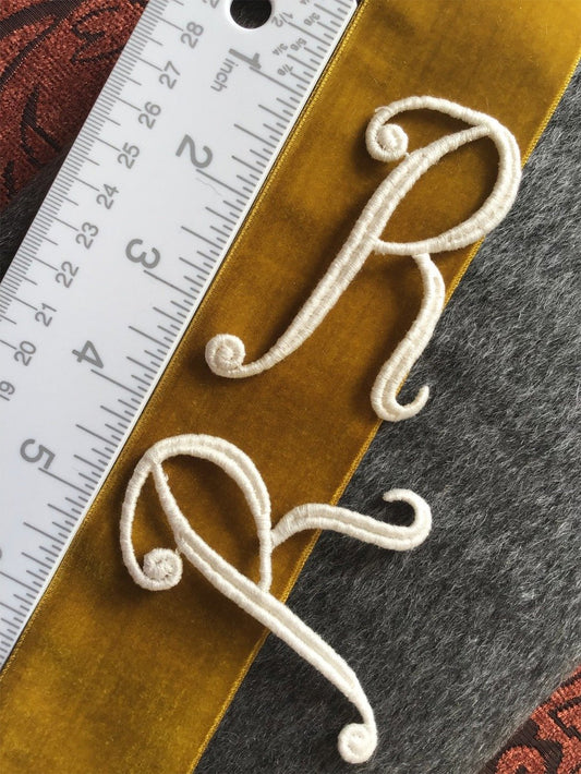 Vintage Venise Cursive Letter R White Iron-on Applique Patch #5033