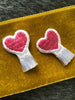 Vintage Pink White Heart Iron-on Embroidered Applique Patches #5036
