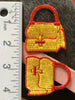 Vintage Embroidery Iron-on Yellow Red Purse Applique Patches #5037