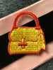 Vintage Embroidery Iron-on Yellow Red Purse Applique Patches #5037
