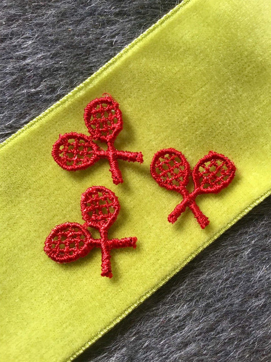 Vintage Red Tennis Racket Decorative Applique Patch #5038