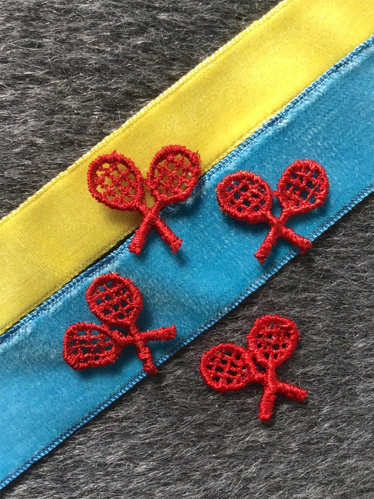 Vintage Red Tennis Racket Decorative Applique Patch #5038