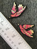 Vintage Iron-on Embroidered Pink Paradise Bird Applique Patch #5040