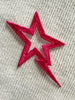 Vintage Hot Pink Electric Star Iron-on Embroidery Patch #5044