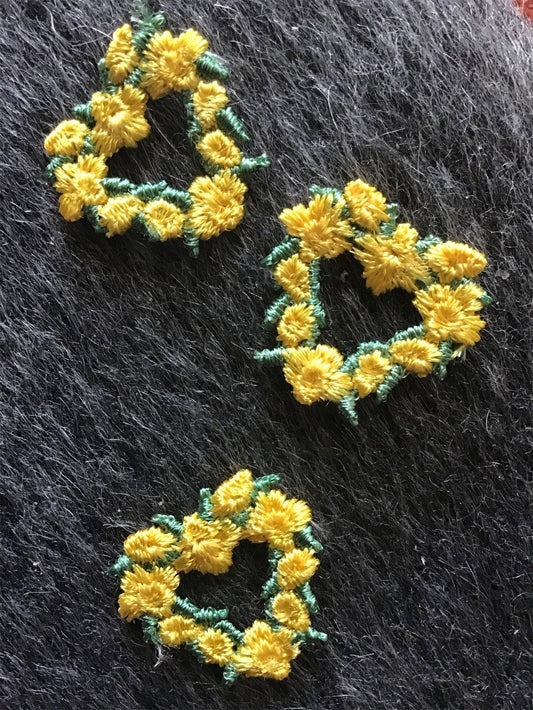 Vintage Yellow Flower Heart Decorative Applique Patch #5045