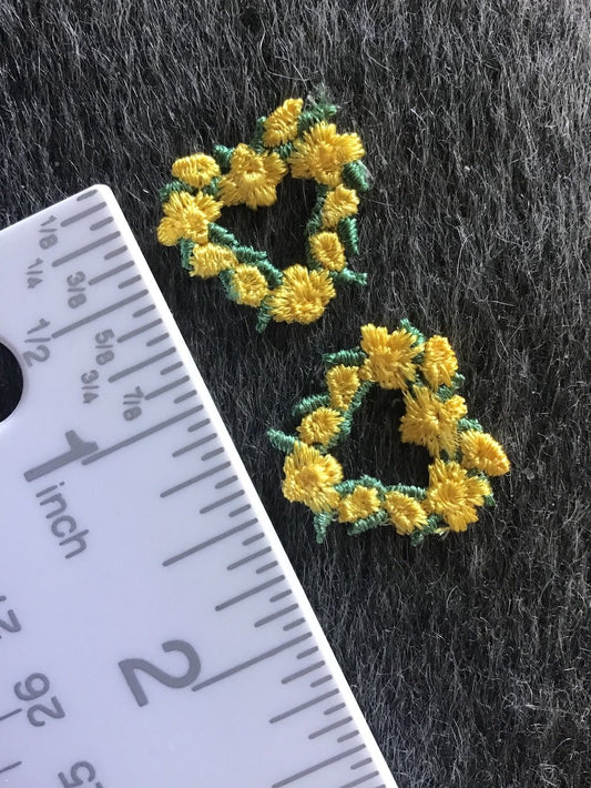 Vintage Yellow Flower Heart Decorative Applique Patch #5045