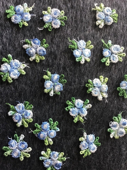 Vintage Blue White Floral Decorative Applique Patches #5047