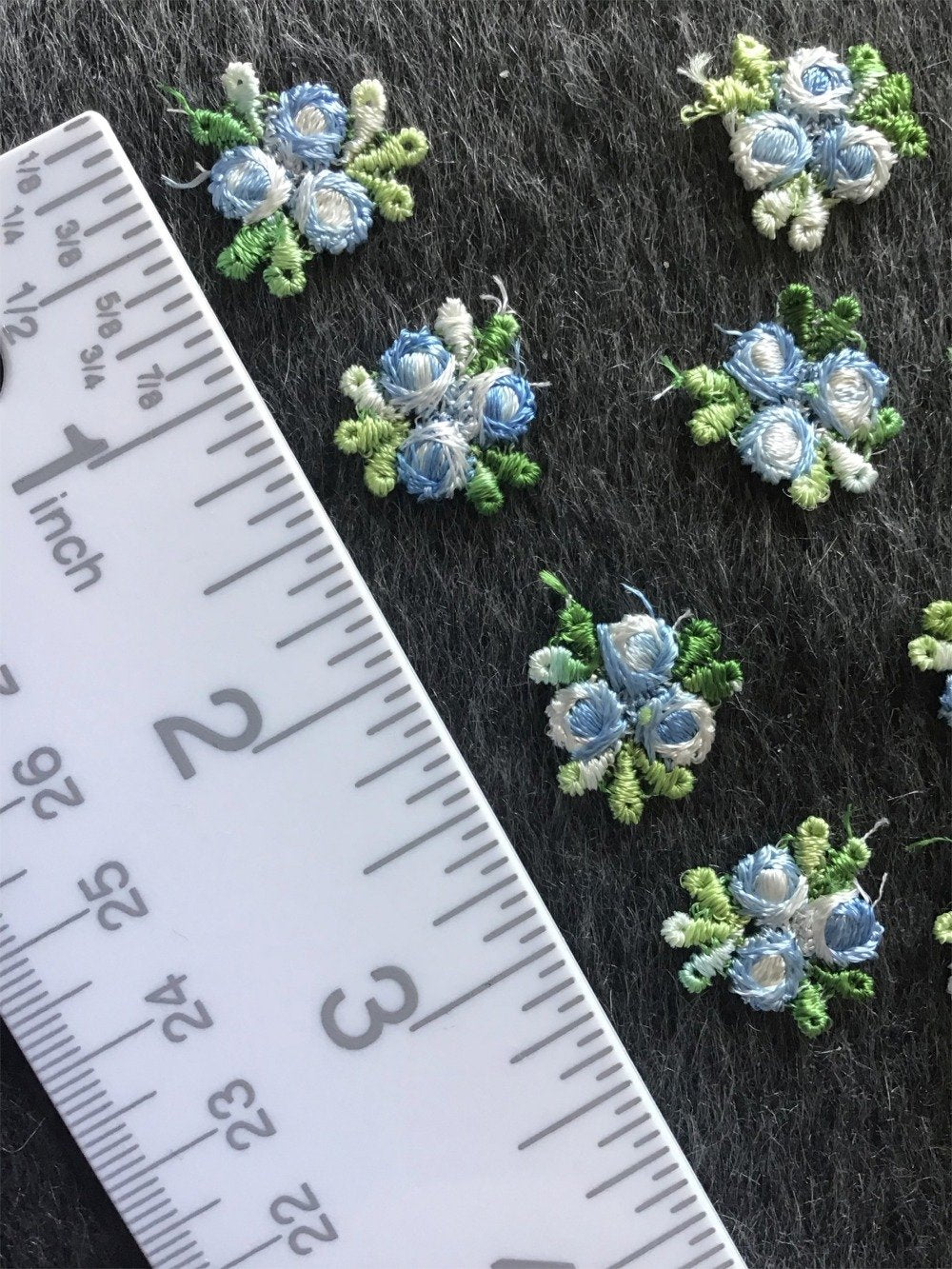 Vintage Blue White Floral Decorative Applique Patches #5047