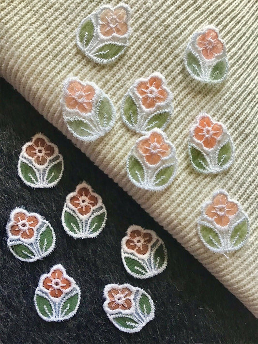 Vintage Orange See Through Flower Embroidered Applique Patch #5051