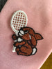 Vintage Tennis Racket Brown Bunny Decorative Applique Patches #5055