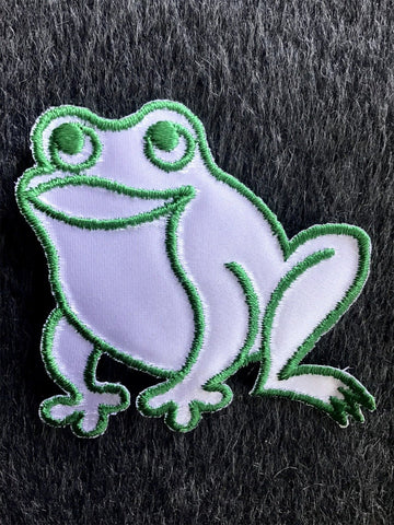 Vintage Green White Iron-on Frog Decorative Applique Patch #5057