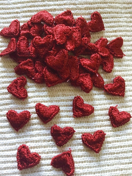 Vintage Red Heart Embroidered Decorative Patch #5058