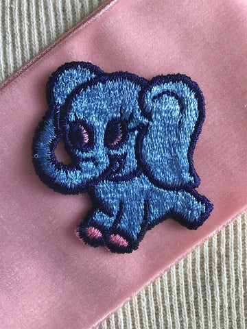 Pink Blue Elephant Embroidery Vintage Decorative Patch #5059 