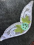 Embroidery Lace Neckline Collar Applique Teal Floral Vintage Patch #5061