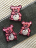 Burgundy Pink White Vintage Teddy Bear Decorative Applique Patch #5063