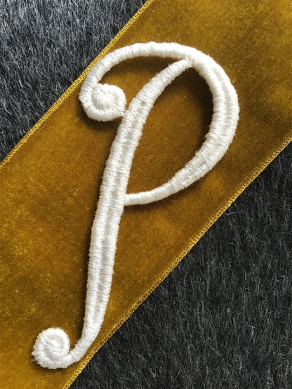 Vintage Sew-on Venise White Cursive Letter 'P' Embroidery Applique Patch #5065