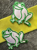 Decorative Vintage White Green Embroidered Frog Applique Patch #5067