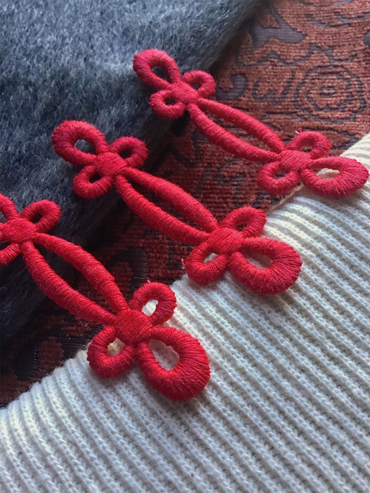 Red Frog Knot Decorative Vintage Applique Patches #5074