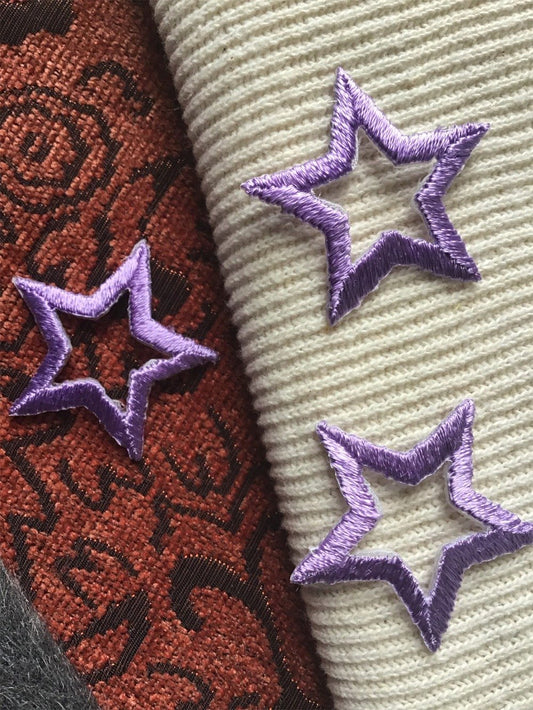 Purple Vintage Star Decorative Embroidered Applique Iron-on Patches #5084