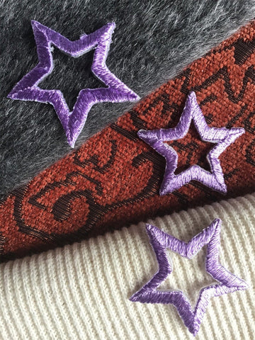 Purple Vintage Star Decorative Embroidered Applique Iron-on Patches #5084