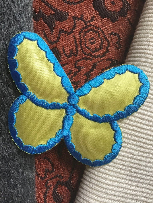 Blue Yellow Applique Vintage Butterfly Decorative Patch #5085