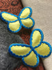 Blue Yellow Applique Vintage Butterfly Decorative Patch #5085
