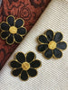 Vintage Metallic Gold Black Flower Decorative Iron-on Embroidery Applique Patches #5089