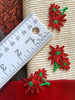 Red Green Floral Vintage Applique Decorative Flower Patches #5097