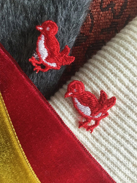 Decorative Red White Bird Vintage Embroidery Applique Patch #5098