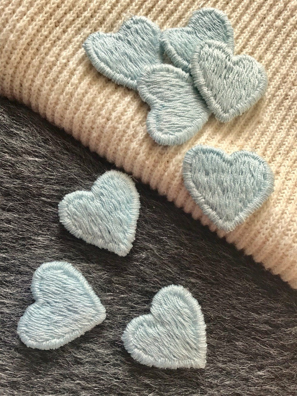 Light Blue Heart Vintage Embroidery Applique Sewing Patches #5099